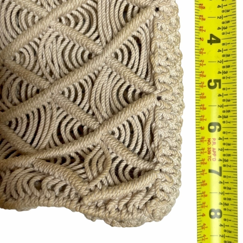 Handmade Macrame Boho Crossbody Purse Neutral Woven Bag Festival Beach Style - Picture 12 of 12
